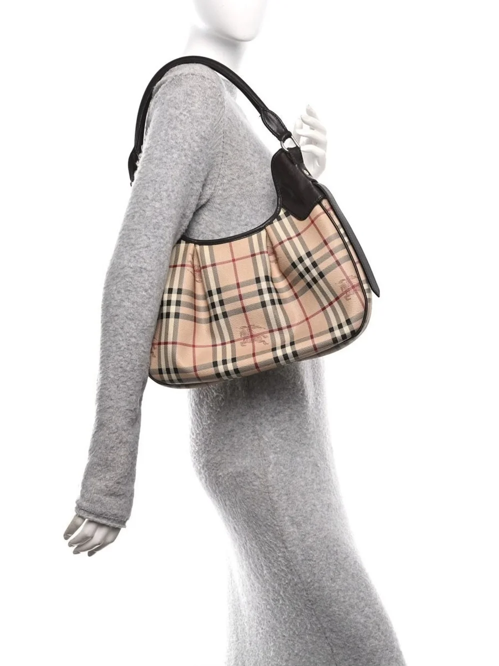 BURBERRY Haymarket Check Small Brooklyn Hobo Brown/Beige